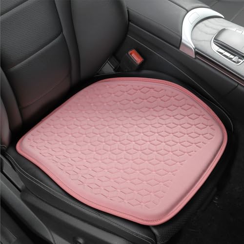 Thin Gel Seat Cushion for Car Seat, Office Chair, Wheelchair, Golf Cart - Non-Slip Car Seat Cushions with 0.7 Inch Gel - Sciatica & Coccyx Pain Relief (Fabric, Pink) - color: Pink