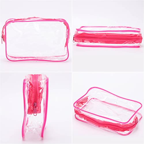 Tbestmax 10 Pcs Clear Cosmetic Bags Small Makeup Bags Portable Waterproof Travel Toiletry Bags Organizer Rose Red, 7.5"x 4.8"x 2.3" - color: Medium - Rose Red
