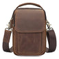 Augus Leather Small Messenger Bag For Men Crossbody Handbag Shoulder Sling Travel Bags for Men Purse Daypack Magnetic Buckle - color: Brown