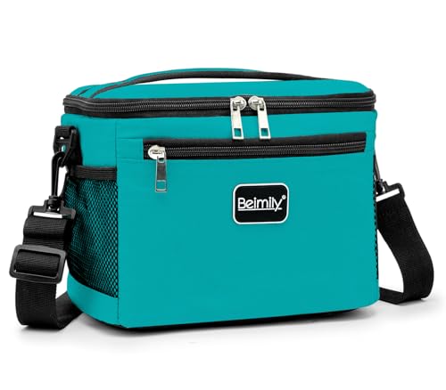 BEIMILY Lunch Box for Men/Women,Small Insulated Lunch Bag,Reusable LunchBox for work Picnic Hiking Beach,Leakproof Soft Cooler Tote Bag Organizer with Adjustable Shoulder Strap for Adults(Teal) - color: Teal
