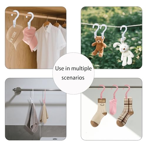 4Pcs Laundry Hooks with Clips, 5.2" Strong Plastic Single Clip Hangers, Portable Travel Clips for Hanging Socks Towels Boots and Dry Wet Clothes(Pink) - color: Pink