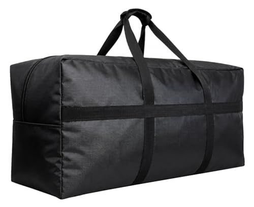 Extra Large Duffle Bag for Travel, Big XL Oversized Foldable Storage Bags with Reinforced Handles & Lockable Zipper - Black, 60L - color: Black, size: xsmall - 23.6"l X 11.8"w X 13.4"h