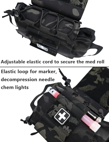 SABADO Rapid/Quick Deploy First Aid Kit Pack Tactical IFAK Pouch Two-Piece System Med Roll Carrier Hypalon Handle Outdoor Sport Hunting Bag - color: Black CP