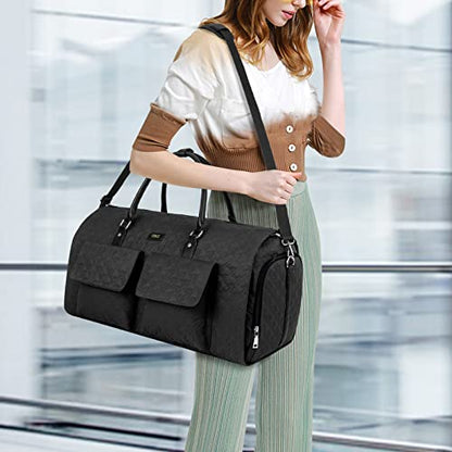 Garment Bag for Travel With Toiletry Bag Convertible Carry On Weekender Bag Large Travel Duffel Bags for Women 2 in 1 Hanging Suitcase Suit Travel Bags for Women & Men 3pcs Set (G-Black) - color: A1-black