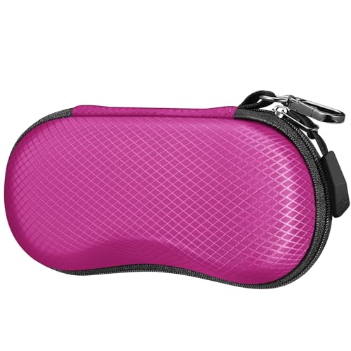 FINTIE Sunglasses Case, Hard EVA Shell Shockproof Sport Glasses Case with Metal Carabiner Travel Zipper Eyeglasses Holder - color: Magenta