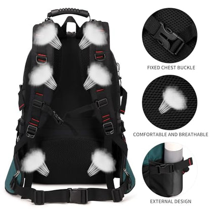 Nerlion 40L Hiking Backpack Travel Backpack for Men Women Camping Waterproof Outdoor Hiking Daypack Lightweight Backpack (Dark Green) - color: A2- Dark Green