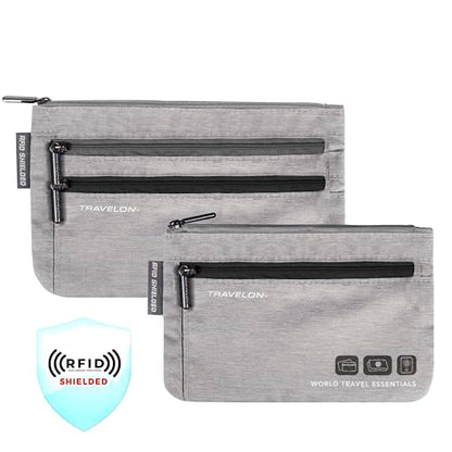 Travelon World Travel Essentials Set of 2 Currency and Passport Organizers - color: Gray Heather