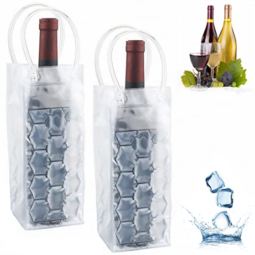 Ice Wine Bag, Wine Chiller, Wine Cooler Refrigerator, Wine Fridge, Wine Bottle Chiller Cooler for Red White Champagne or Sparkling. Gel Cooling Holder Freestanding Carrier Chilling. Set 2 - style: Clear Wine Bag