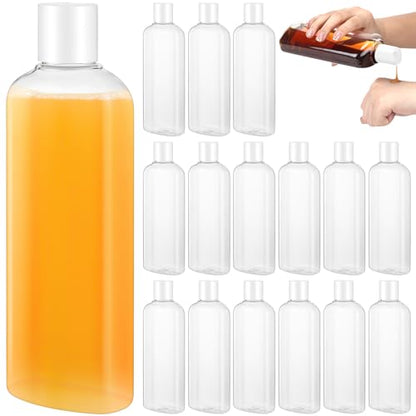 Domensi 24 Pcs Plastic Bottle Squeeze Containers with Disc Cap Travel Bottles Reusable Empty Toiletries Shampoo Containers Refillable Travel bottles for Shampoo Lotions (10oz,White) - color: White, size: 10oz