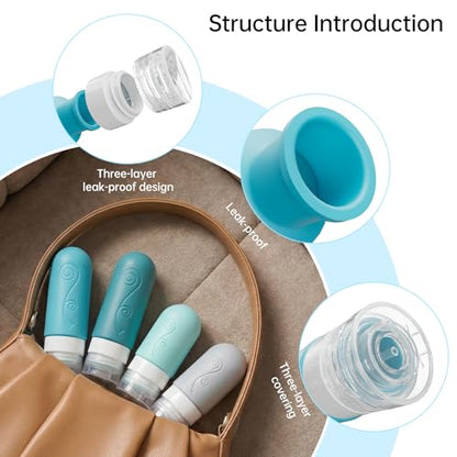 vodvob 16 Pack Travel Bottles Set for Toiletries, TSA Approved Travel Containers Leak Proof Silicone Squeezable Travel Accessories 2oz 3oz for Shampoo Conditioner Lotion Body Wash (BPA Free) (blue) - color: blue