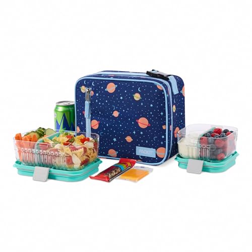 PackIt Freezable Classic Lunch Box, Little Planets, Built with EcoFreeze Technology, Collapsible, Reusable, Zip Closure With Zip Front Pocket and Buckle Handle, Designed for Fresh Lunch On the Go - color: Little Planets