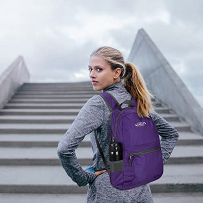 G4Free 20L Lightweight Packable Backpack Travel Hiking Daypack Foldable Backpack for Men Women - color: Purple