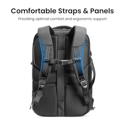 tomtoc Travel Backpack 40L, TSA Friendly Flight Approved Carry-on Luggage Hand Water-resistant Lightweight Business Rucksack, Durable Large Weekender Bag Daypack Fits 17.3 Inch Laptop, PFAS Free - color: Black, size: 40L