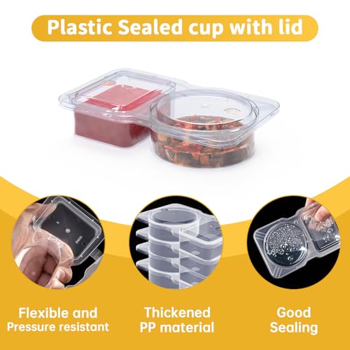 20 Pack Reusable Snack Containers with Lids, Double Compartment Snack Containers for kids & Adults -2 Compartment Condiment Containers, Dishwasher & Microwave Safe, for Portion Control, Meal Prep