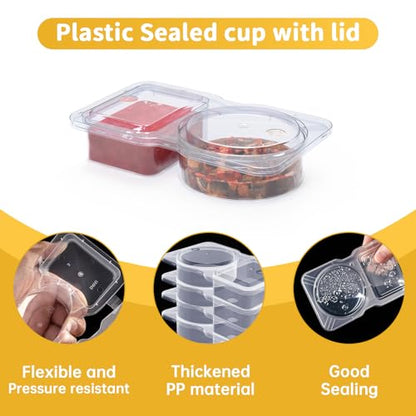 20 Pack Reusable Snack Containers with Lids, Double Compartment Snack Containers for kids & Adults -2 Compartment Condiment Containers, Dishwasher & Microwave Safe, for Portion Control, Meal Prep
