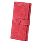 Women's Vegan Leather 17 Card Slots Card Holder Long Big Bifold Wallet - color: Red
