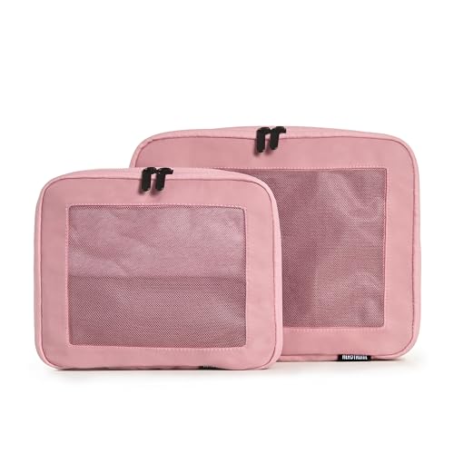 Aerotrunk Compression Packing Cubes for Travel - Luggage Organizer Bags - Double Zipper Packing Cubes for Suitcases (2-Pack, Rose) - color: Rose, size: 2-Pack