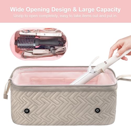 Leudes Hair Tools Travel Bag for Women Heat Resistant Mat for Travel Essentials Hot Tools Straighteners,Flat Irons,Curling Iron,Hot Air Brushes and Hair Dryer Organizer Bags 2 in 1 (Camel) - color: Camel