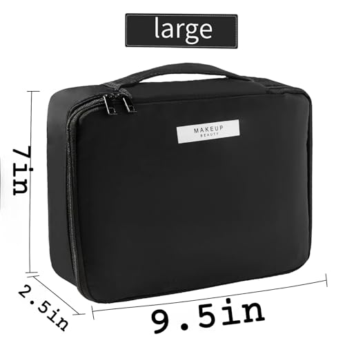 Queboom Travel Makeup Bag Cosmetic Bag Makeup Bag Toiletry bag for women and men (Black) - color: Black