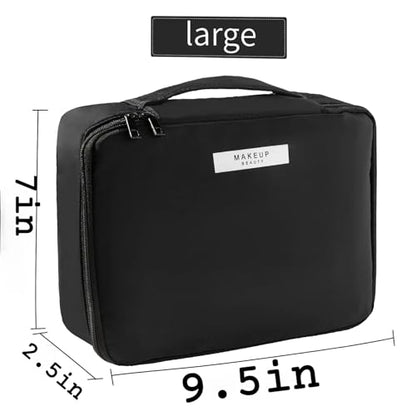 Queboom Travel Makeup Bag Cosmetic Bag Makeup Bag Toiletry bag for women and men (Black) - color: Black