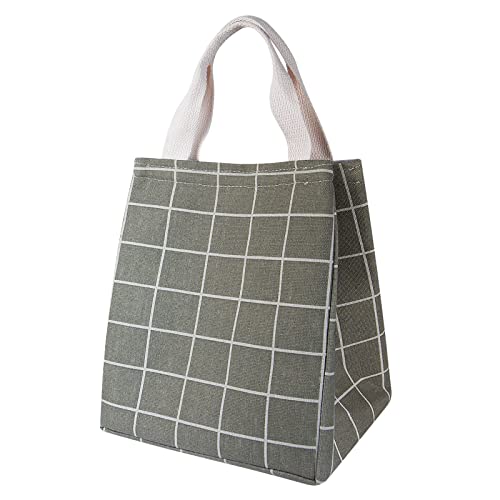 Insulated Lunch Box for Women Men, Reusable Adult Lunch Tote Bags for Work or Travel (Gray Plaid) - color: Gray plaid