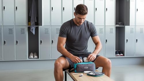 GOX Travel Toiletry Bag Dopp Kit Case for Men Multifunction Packing Organizer Pouch - color: Grey/Sky blue