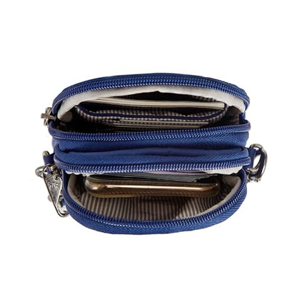 Travelon Anti-Theft Boho 2 Compartment Phone Crossbody - color: Lush Blue