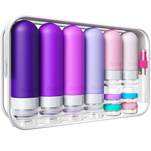 20 Pack Travel Bottles for Toiletries, Original Patented, TSA Approved Travel Size Containers, Leak Proof Silicone Shampoo and Conditioner Bottles Women & Men, Airplane Cruise Essentials, Purple - color: Purple