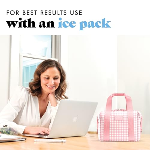 Fit & Fresh Remi Lunch Bag for Women Work – Neoprene Lunch Tote with Containers & Ice Pack, Reusable Meal Prep Lunch Box, Large Capacity, Machine Washable, Pink Gingham - color: Pink Gingham