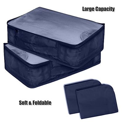 Packing Cubes Set, 2 Pcs Packing Organizers Set for Suitcases (Navy blue) - color: Navy blue