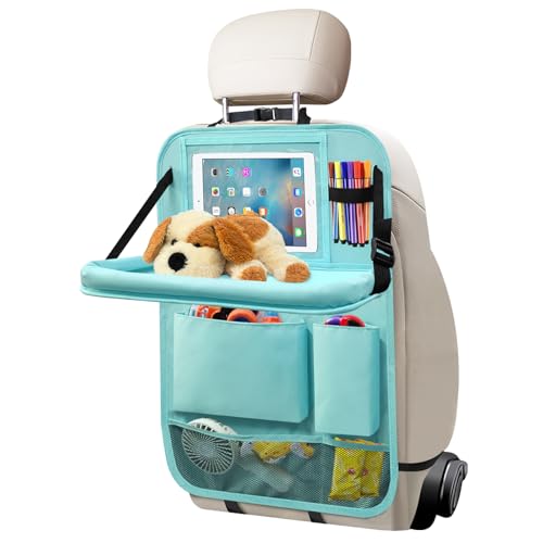 Car Backseat Organizer with Tray, Seat Back Table Holder with 6 Storage Pockets, Car Seat Back Protectors Kick Mats Travel Accessories, 1 Pc Blue - color: Blue, size: 1Pack