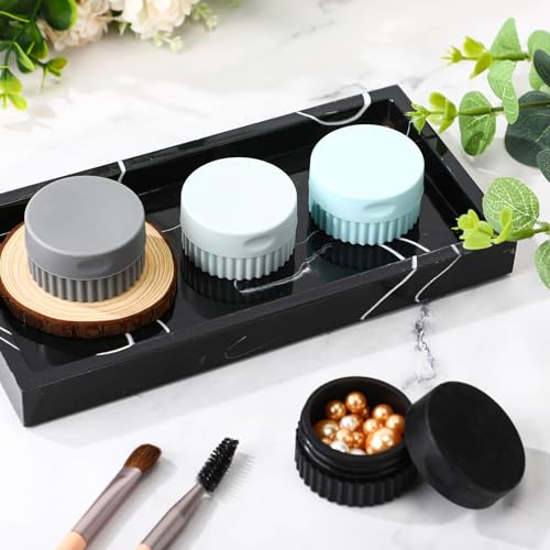 Maxcheck 4 Pcs Travel Containers for Toiletries 0.68 Oz/20 ml Small Silicone Cream Jar with Lid Mini Leakproof Lotion Jar Refillable Travel Cosmetic Container for Face Body Skin Cream (Black and Gray) - color: Black and Gray