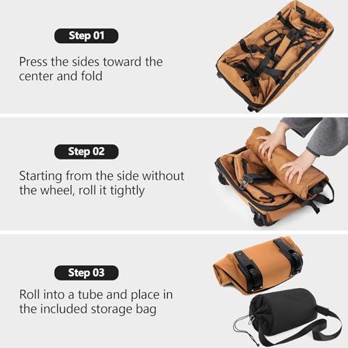 Bagenerous 110L/140L Expandable Soft-Sided Foldable Duffle Bag with 2 Rubber Wheels,Packable 32” Rolling Carry-On with Multi-Pockets & Compartments,Coffee - color: Coffee
