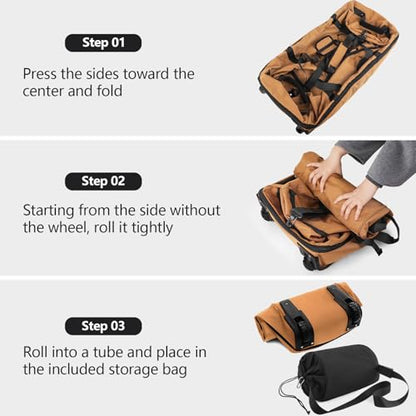 Bagenerous 110L/140L Expandable Soft-Sided Foldable Duffle Bag with 2 Rubber Wheels,Packable 32” Rolling Carry-On with Multi-Pockets & Compartments,Coffee - color: Coffee