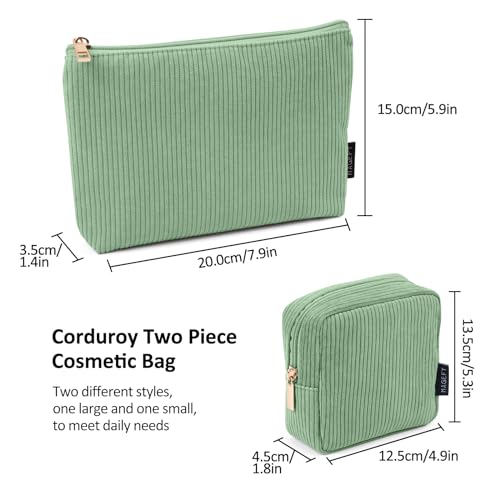 MAGEFY Makeup Bag Small Cosmetic Bag for Women - color: Green-2pcs-Small+Large