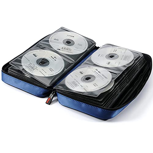 CCidea 96 Capacity CD/DVD Case Holder Portable Wallet Disc Storage Binder for Car, Home, Travel (96-Blue) Specials - color: 96-Blue