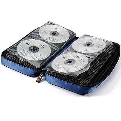 CCidea 96 Capacity CD/DVD Case Holder Portable Wallet Disc Storage Binder for Car, Home, Travel (96-Blue) Specials - color: 96-Blue