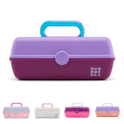 Caboodles Pretty in Petite Makeup Box, Two-Tone Lavender on Violet, Hard Plastic Organizer Box, 2 Swivel Trays, Fashion Mirror, Secure Latch for Safe Travel - color: Lavender Over Violet, size: 8.82 x 5.88 x 3.66 inches (Pack of 1)
