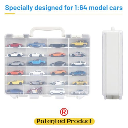 Saichotoy Storage Case for Hot Wheels - Carrying Display Case for 1/64 Scale Toy Cars, 48-Slot Double-Sided Transparent Organizer with Built-in Steps Prevent Sliding & Adjustable Dividers - size: 1 Pack