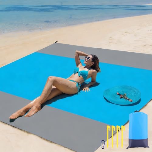 Decorwell Beach Blanket Waterproof Sandproof 110"x118" 1-8 Adults Extra Large Beach Mat Quick Drying Outdoor Picnic Mat Beach Accessories for Travel, Camping, Hiking - size: 110"x118" 1-8 Adults