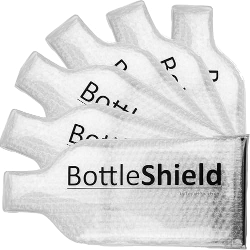 Liquid Spectrum Bottle Shield Reusable Wine Protector Travel Bag (6-Pack) - Unbreakable Bottle Sleeve, Leak Proof & Double Layer Bubble Protection | Wine Travel Bags for Suitcase Luggage, Clear