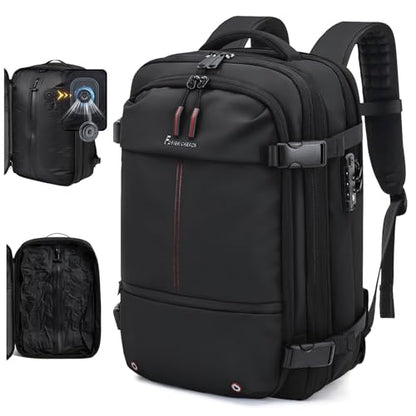 Travel Backpack with Vacuum System,60L Expandable Vacuum Backpack Travel with TSA Lock,17.3 inch Laptop Backpacks Vacpack Backpacks with Vacuum(Black,Built-in Air Pump) - color: Black