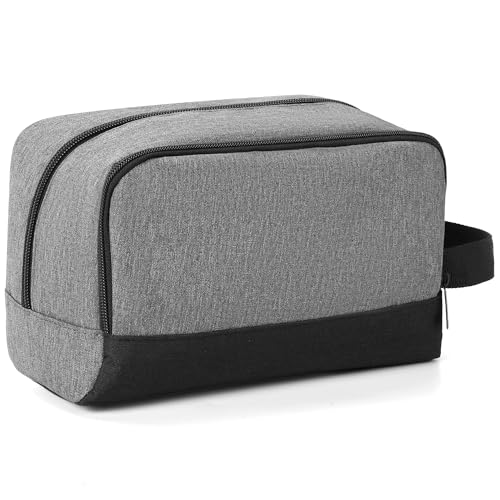 Elviros Travel Toiletry Bag for Men Hanging Dopp Kit Shaving Bag Toiletries Organizer Small Toiletry Bag for Traveling (Grey&Black,Large) - color: Grey&Black, size: Large