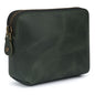 Full Grain Leather Cosmetic Bag – Zippered Makeup Pouch for Women, Small Travel Toiletry & Organizer Pouch for Purse, Premium Handmade Leather (5 × 4 × 2.5 in) - color: Green