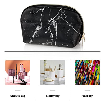 Ethereal Large Cosmetic Bag, Marble Black Travel Makeup Bag Waterproof Makeup Organizer Bag Portable Makeup Bag Purse Small Toiletry Bag for Women - color: 11-marble black