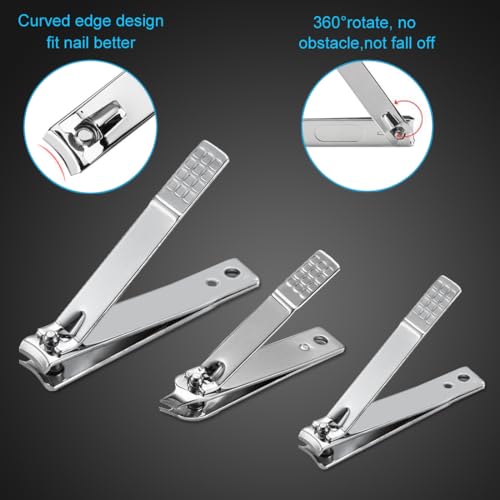 Yougai Nail Clippers Set - 18 Pcs Professional Manicure Pedicure Kit Gifts for Fathers Day Men Women, Stainless Steel Fingernail Toenail Cutters, Nail Care Grooming Tools with Leather Travel Case - color: Black