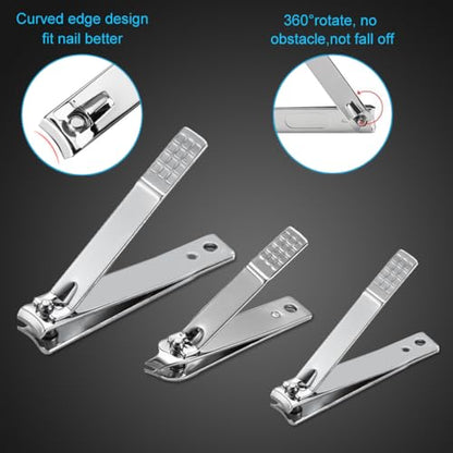 Yougai Nail Clippers Set - 18 Pcs Professional Manicure Pedicure Kit Gifts for Fathers Day Men Women, Stainless Steel Fingernail Toenail Cutters, Nail Care Grooming Tools with Leather Travel Case - color: Black