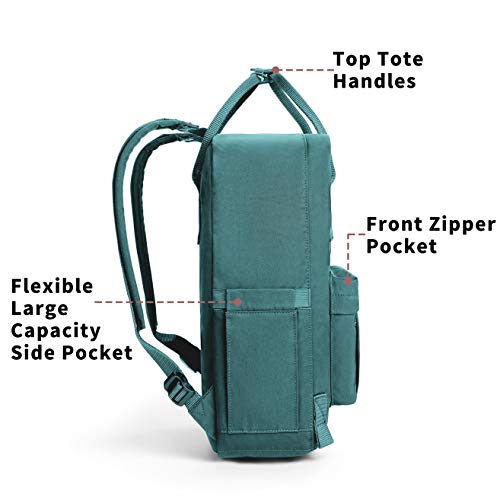 KALIDI Casual Laptop Backpack 15 Inches Classic Camping Rucksack Travel Outdoor Square Daypack College Hiking Gym Bag, Frost Green - color: Frost Green