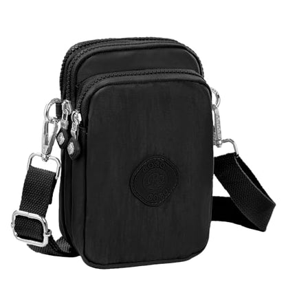 Small Crossbody Bags for Women Cell Phone Cross body Purses with Adjustable Strap & Headphone Jack, Shoulder Bag - color: Black
