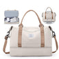 Travel Duffel Bag with Shoes Compartment, Overnight Weekender Bags for Women,Carry on Personal Item Bag - color: A-Beige & Brown, size: Large